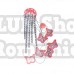 Clopotei de vant 5 tuburi,fluturasi,rosu,argintiu,40 cm